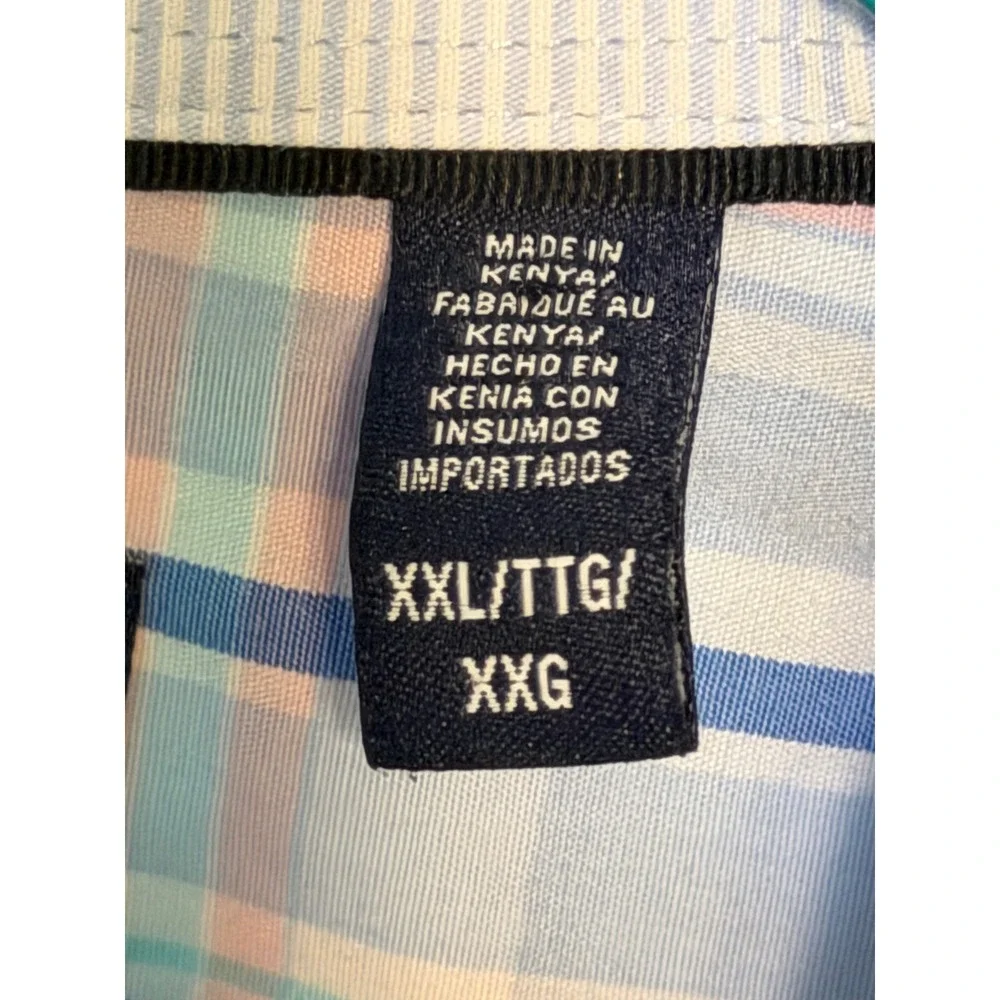 IZOD Mens XXL Long Sleeve‎ Plaid Button Down Shirt Blue Pink White Casual